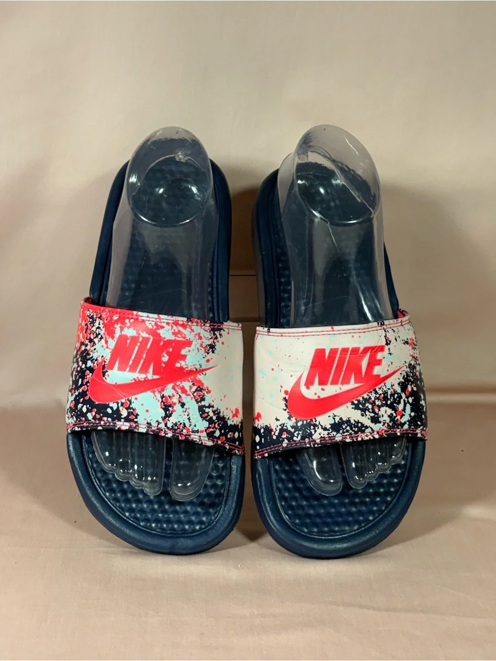 Nike Benassi JDI Print Splash Ink Minimalistic Unisex Blk/Pink Slides SZ 8/CM 25